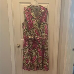 New Directions Pink and Green Floral Dress